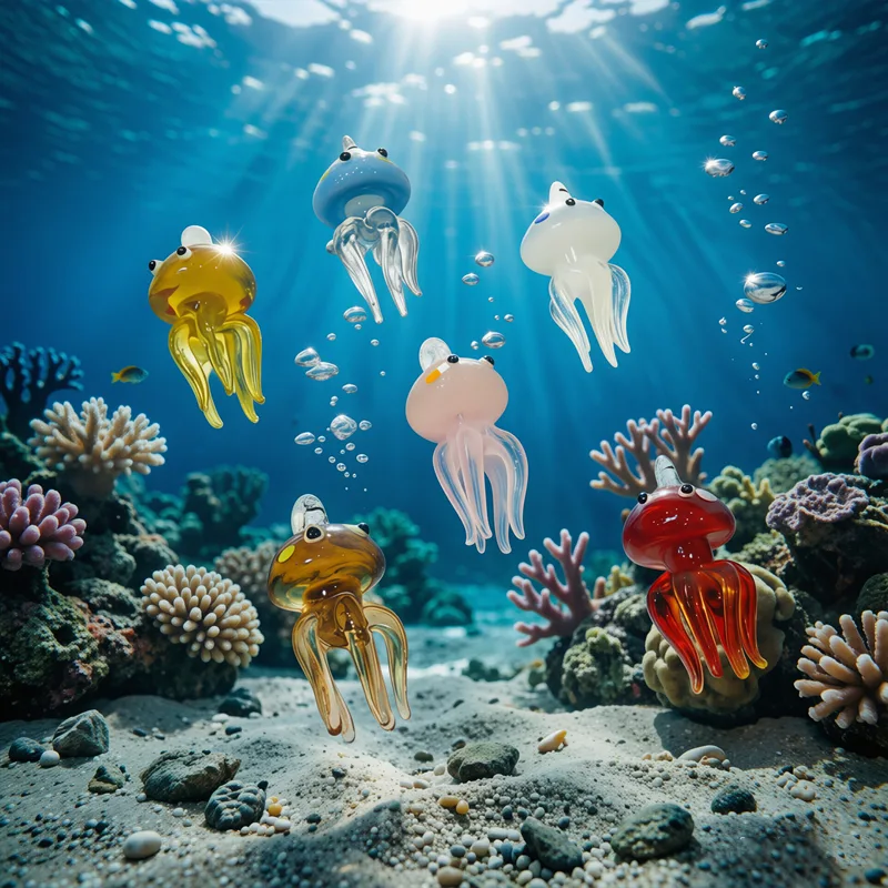 Aquarium Marine Color - Colorful Mini Jellyfish Glass Pendant Cute