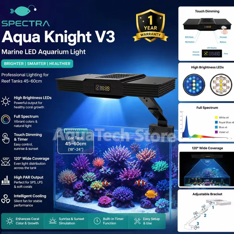 Marine Aquarium Led Lights - Spectra Aqua Knight V3 75W Programable