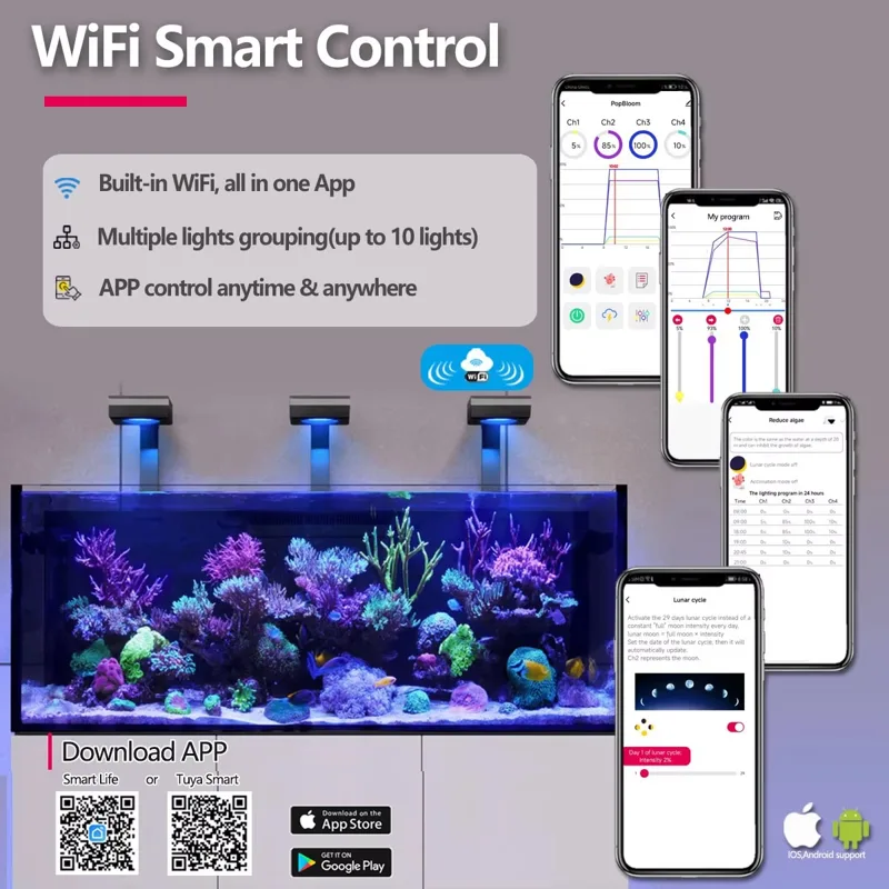 PopBloom RL90 WiFi Reef Aquari - đánh giá và giá Marine Aquarium Led Lights